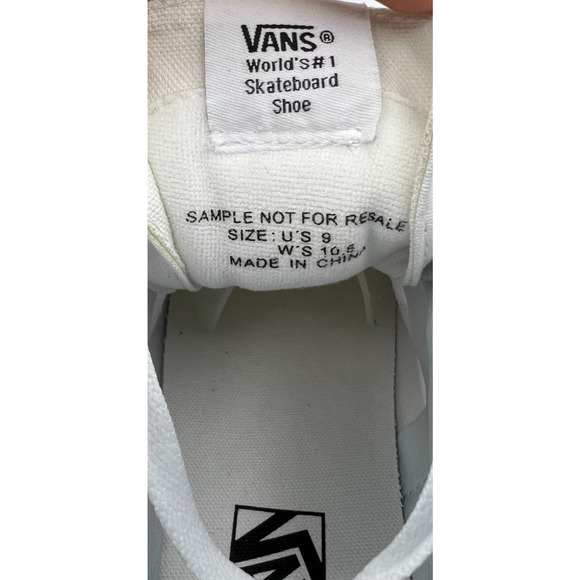 Vans Sk8-Hi Lite Sample White Canvas High Top Shoes Mens 9 Womens 10.5 RARE